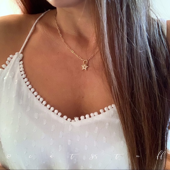 CZ Star Padlock Necklace - Picture 3 of 9